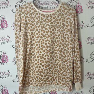 Kate Spade long sleeve soft fleece cheetah print Tan and Cream Patterned Top